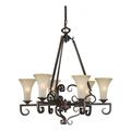 Forte Six Light Antique Bronze Umber Mist Glass Up Chandelier 2326-06-32